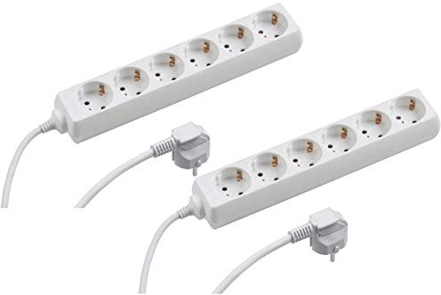 Meister Steckdosenleiste 6-fach - 2er Set - 5 m Kabel - weiß - IP20 Innenbereich / Steckerleiste / Mehrfachsteckdose / Tischsteckdose / Tido 6-fach / 7430480