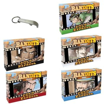 Colt Express 6 bandits Django + Doc + Cheyenne + Tuco + Belle + Ghost + 1 abrebotellas Blumie (6 bandidos)