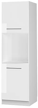 Vicco Herdumbauschrank Fame-Line, Weiß Hochglanz/Weiß, 60 cm mit offenem Regal