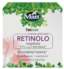 Matt, Crema Anti-Età Retinolo Vegetale, Crema Viso Antirughe Ricompattante, Ridefinisce i Contorni, Crema Viso Giorno e Notte Adatta per Pelli Normali e Sensibili, Rende la Pelle Luminosa, 50ml