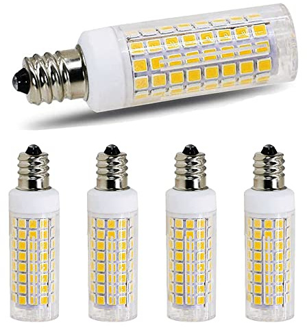 JERYJO E11 led Bulb 75w 100w Halogen Bulbs Replacement, JD T4 e11 Mini Candelabra Base 110V 120V 130 Voltage Input Light Bulbs, Daylight White 6000K Pack of 4