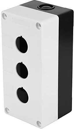 1 Unidad BX3 22mm Caja de Interruptor de Botón Pulsador Caja de Control de Interruptor de Botón Pulsador de 3 Agujeros Caja Protectora Impermeable a Prueba de Polvo (Blanco)