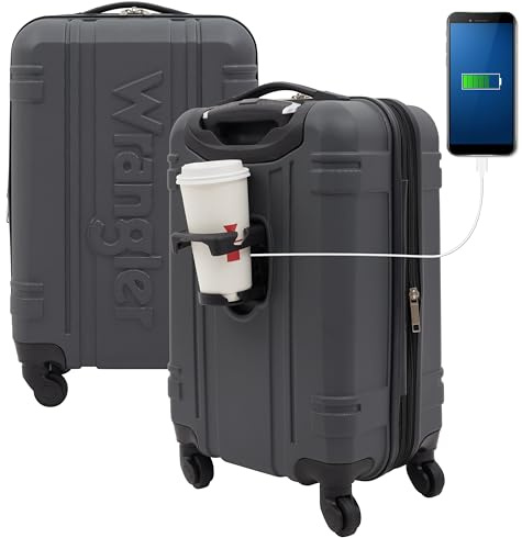 Wrangler Astral Hardside Luggage, Dark Shadow, 22-Inch Carry-On