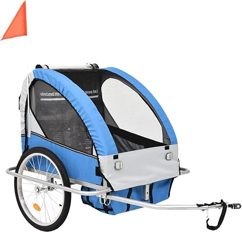 Remolques para Bicicletas Bicicletas Y Remolques, Remolques Deportivos For Bicicletas, Portabebés For Exteriores, Remolque Y Cochecito De Bicicleta For Niños 2 En 1 Azul Oscuro Y Gris,Se Convierte En