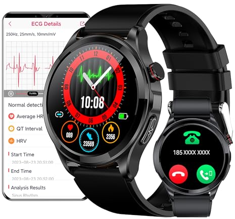 DigiKuber ECG Smartwatch Quadrante/Risposta Chiamata, 1,39” Impermeabile Orologio Intelligence con Pressione Sanguigna, SpO2, PPG, Frequenza Cardiaca per Android iOS