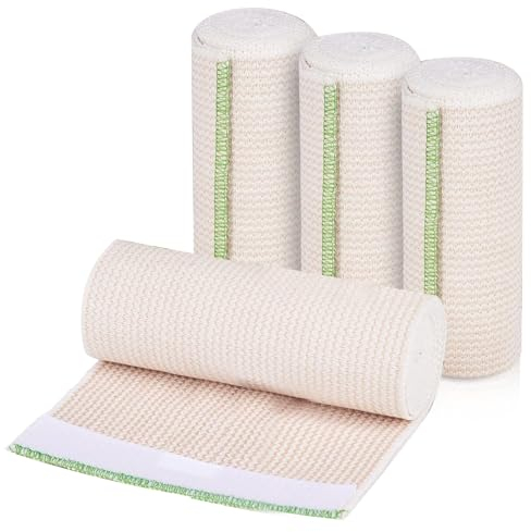 Premium Compression Bandage 15cmx4.5m Self-Closing Elastic Bandage Wrap Reusable Elasticated Bandages for Arm Leg Chest 4Pack