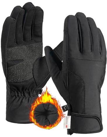 TRENDOUX Gloves Men, Thermal Waterproof Ski Gloves Winter Women With Touchscreen, Unisex Thick Durable Windproof Work Glove With Wear-Resistant Microfiber, Warm Insulated Running Glove Black L