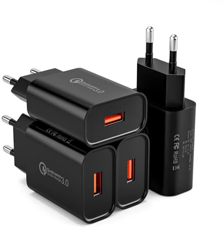 Kayshow 18 W/3 A USB-laddare kontakt snabbladdare Quick Charge 3.0 laddningsadapter universal strömförsörjning för Samsung Galaxy S21 S20 S10 S9 S8 Note9/8, A14 A15 A53, för iPhone, iPad, Xiaomi (4