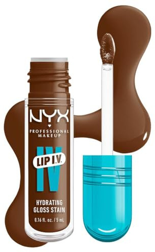 NYX Professional Makeup Lip Gloss and Lip Stain, Lip IV Hydrating Gloss Stain, Up to 12 Hour Hydration, High Pigment, Wet Shine Finish, Shade: Cocoa Quench