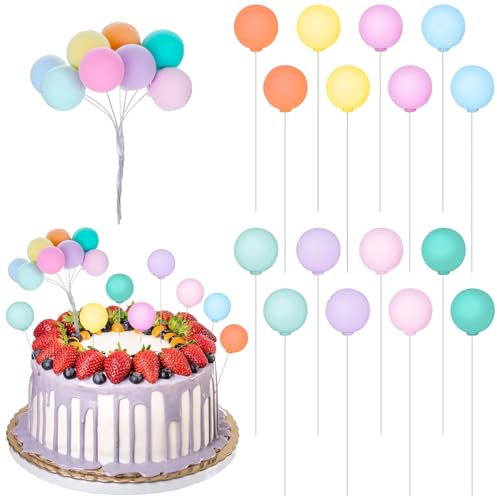 Molain Lot de 16 mini ballons colorés pour décoration de gâteau de fête d'anniversaire, de mariage (couleur 2)