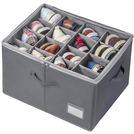 Organizer Scarpe per Armadio Adatto a 16 Paia,Contenitori per Scarpiera Salvaspazio Scatole,Porta Scarpe Trasparenti con Supporto Inferiore, Portascarpe Organizzatore con Manici Rinforzati