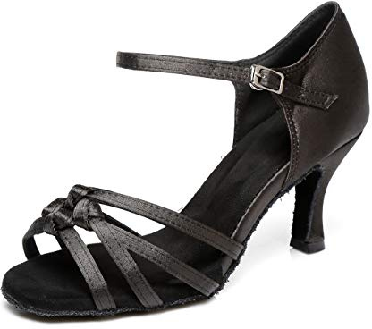 Miyoopark Ladies Mary Jane Style 2.5 3 Heels Bow Ballroom Dance Shoes L352 Black 7.5cm Heel UK 8.5