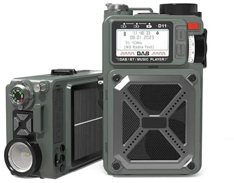 Radio de Survie Solaire et Dynamo, Radio de Secours Portative à Pile et Manivelle, Kit de Survie Multifonction avec Lampe & Power Bank, Idéale Urgences et Camping, Emergency