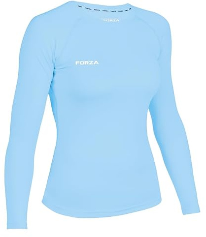 FORZA Women's Base Layer Long Sleeve Top – Quick Dry Sweat-Wicking Compression Shirt for Sports & Training – XS to XL – Multiple Colours (UK, Alpha, S, Regular, Regular, Light Blue)