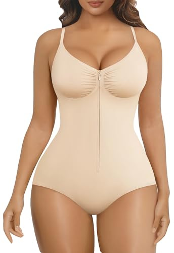 SHAPERX Shapewear Bodysuit för kvinnor magkontroll sömlös dragkedja kroppsformare fastspänd midja skulptering kroppsdräkt