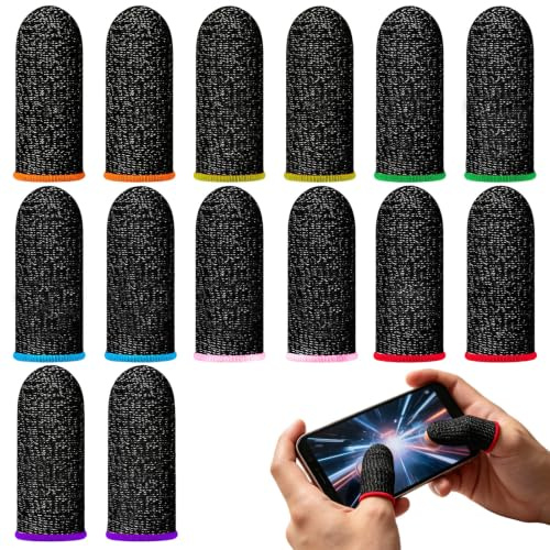 14 Piezas Gaming Finger Sleeves, 0.25mm Guantes de Dedo para Jugar al Movil