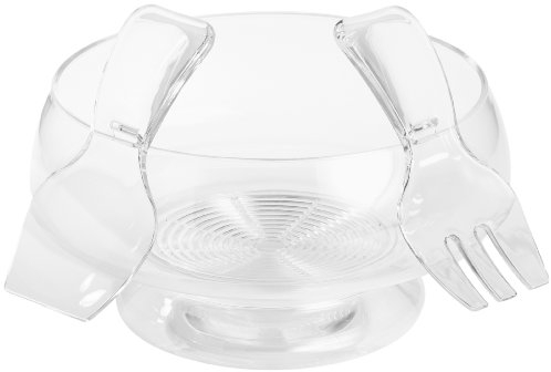 KitchenCraft Picnic Salad Bowl with Servers and Ice Compartment, Acrylic, 25 cm
