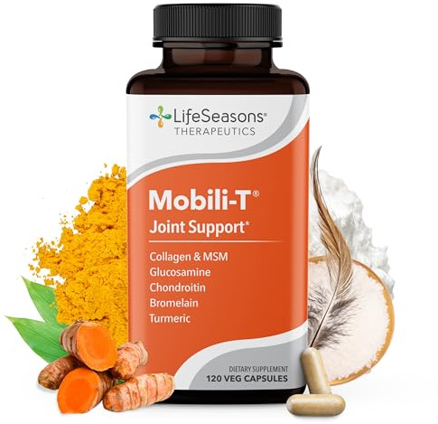 LifeSeasons Mobili-T - Joint Support Supplement - Reduces Aches & Discomforts - Increase Range of Motion - Rebuild Tissue & Cartilage - MSM Chondroitin Collagen Glucosamine & Turmeric - 120 Capsules