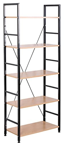 WOLTU Standregal Metallregal Bücherregal Lagerregal Leiterregal Badregal Küchenregal Eckregal Treppenregal Stufenregal Hochregal 5 Ablage RGB9308hei