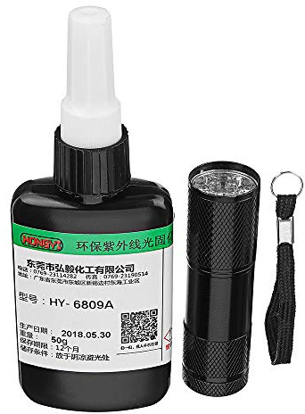 TuToy 50 ml super-UV-lim härdningsoptiskt lim för glaskristall-träkeramik med ficklampa
