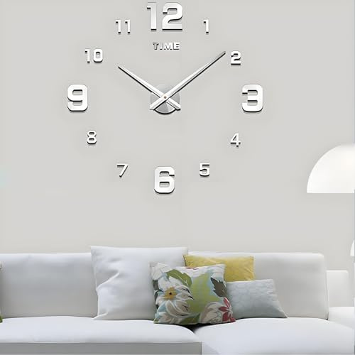 Coraltree Orologio da Parete Silenzioso Preciso Fai da Te, orologio da parete moderno, orologio da parete grande 3D Adesivo Home Office Decor Regalo (Dimensioni 60 cm – 120 cm autoadattamento)