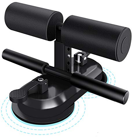 TARFEPA Sit Up Assistant Device Bar for Floor, Portable Sit Up Exercise Equipment with 2 Strong Suction Cups and Adjustable Foot Holder, Abs Master for Home Workout, Black