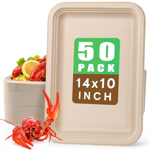 Gezond 50 Pack 14 Inch Disposable Food Trays Crawfish Trays Heavy-Duty