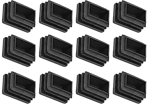 QUARKZMAN 30 x 20mm Plástico Tapón Extremo Tapa x 12uds Rectángulo Tubo Inserción para Muebles Accesorio Reemplazo, [Negro]