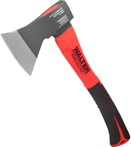 WALTER Beil 600 g 36 cm, ergonomischer Fiberglas-Griff, Kohlenstoffstahl, Präzesionswerkzeug, inkl. Klingenschutz, langlebig, für effiziente Holzbearbeitung in verschiedenen Größen