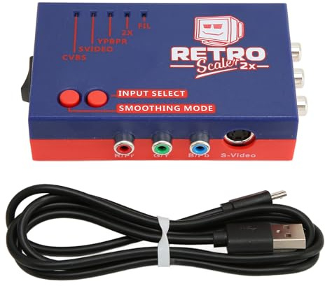 Srliya Convertidor Retroscaler2x AV a HDMI, Adaptador de Juego Retro 480p a TV, Duplicador de Señal, Excelente Rendimiento de Sonido
