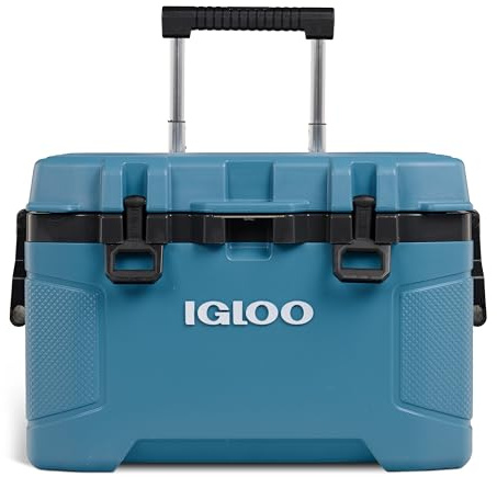 Igloo Trailmate 52Qt Wheeled Cooler, Insulated Hard Shell Ice Chest, Modern Blue