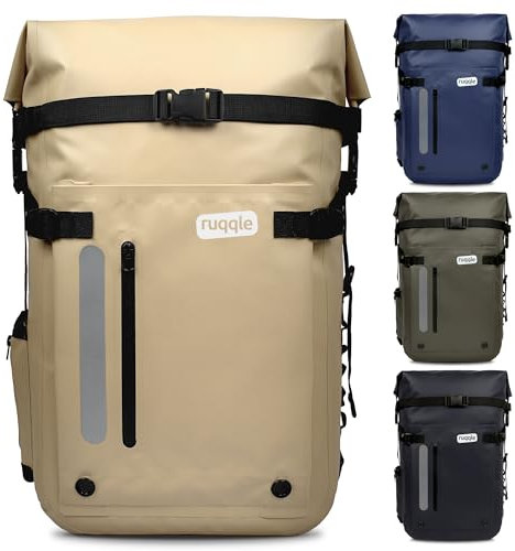 Ruqqle Wasserdichter Rucksack, vielseitig, wasserdicht Tasche, Dry Bag 20/30/45 l, mit 3 Außentaschen, komfortabel, RollTop, Strand, Boot, Kanu, Paddel, Kajak, Wandern, Camping, Angeln, Motorrad