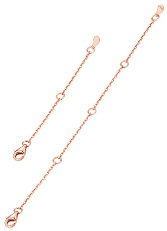 PROSILVER Rallonges de Chaîne en Vermeil Chaîne d'Extension pour Fabrication de Bijoux, 2 Pièces de 2 et 4, Fermoir Mousqueton