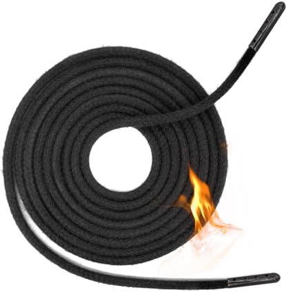 UamGlsob Cordón redondos ignífugo para botas de Kevlar de 4mm, irrompible y resistente, cuerda de repuesto para soldador de leña de extinción de incendios (Black Upgraded, 63/160cm)