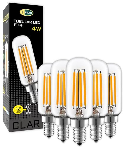 CLAR - Lampadina Cappa Cucina LED, Lampadine LED E14 Luce Calda, Lampadine Per Cappa da Cucina, Lampadina LED E14, E14 LED, Lampadine LED Tubolare 4W (Pack 5)