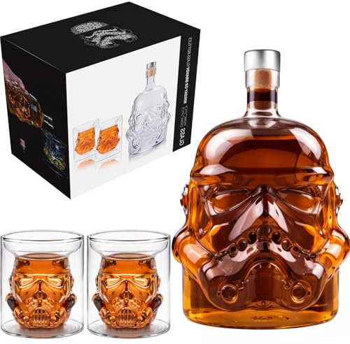 Whiskey Decanter Set Transparent Creative with 2 Glasses, Whiskey Flask Carafe Decanter for Brandy,Scotch,Vodka, Christmas Gifts for Men,Dad,Husband,Boyfriend