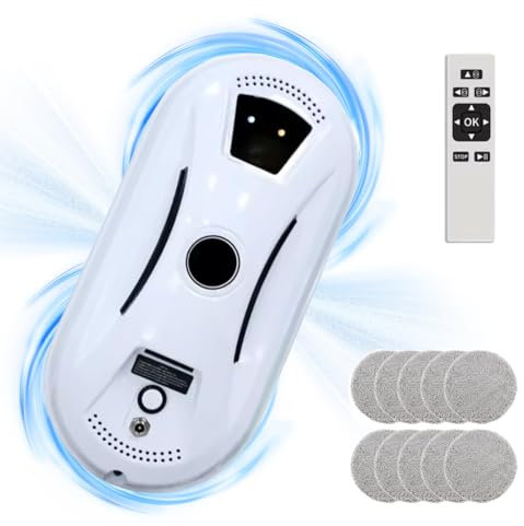 Oamger Robot Nettoyeur de vitres avec Jet d'eau Automatique, 5600PA Robot Laveur de Vitre Automatique, Navigation Intelligente,Télécommandé, pour Surfaces Lisses,avec 10 Chiffons (C 2800Pa)