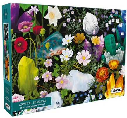 Gibsons Crystal Healing 500 Piece Jigsaw Puzzle Beautiful Colourful Crystals Nature Artwork Sustainable Jigsaw Puzzle for Adults Teens | Premium 100% Recycled Board | Great Gift | Gibsons Games