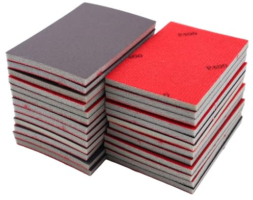 OMJMYY 26 Piezas Esponjas de Lijado,Bloque de Lija de Grano,180-4000 Bloques Esponja de Lijado,Esponja de Lija Húmeda y Seca,Almohadillas de Lijado para Lijado de Paneles de Yeso Metal