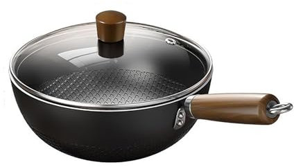 Wok Pan chino tradicional wok, sartén pequeña para el hogar al aire libre, sartén de hierro forjado de precisión, sartén antiadherente para el hogar, sartén de hierro tradicional forjado a mano,
