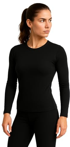 LEON+ Merino Damen Unterwäsche Set, Thermounterwäsche (Schwarz, L)