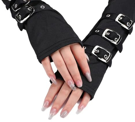 1 Paire Punk Gants Noir Punk Mitaines Pour Homme Femme et Enfant pour Halloween Carnaval Fête Cosplay