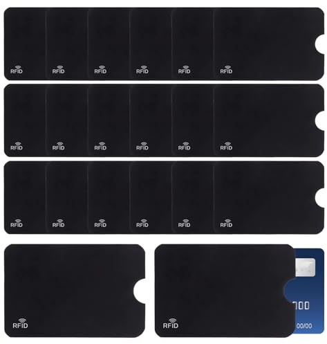 Juadnic Lot de 20 étuis de protection, bloqueur RFID, en PVC, protection efficace, résistant aux rayures, 91 x 62 mm, noir