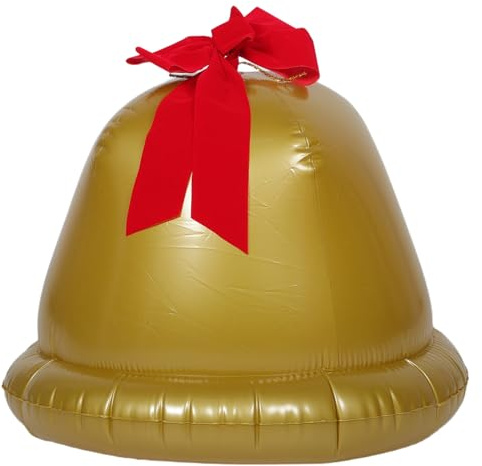 HIAKDOFT Campana Navideña Inflable Gigante Dorada con Lazo Adorno Inflable para Exteriores Decoración para Jardín y Porche Cascabel Grande de Plástico para Navidad Adecuado para Patio
