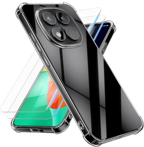 kwmobile Clear Case Compatible with Xiaomi Redmi Note 15 Pro 4G Cover - Soft Transparent Smartphone Case - with 2x Tempered Glass Screen Protectors - Transparent