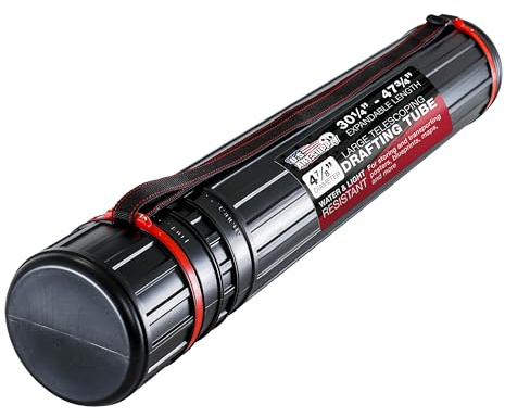 U.S. Art Supply Large Poster Tube - Telescoping Adjustable 30-1/4 to 47-3/4 - Durable 4-7/8 Diameter Storage Tube - Art Poster Carrier Holder & Blueprint Storage Drafting Tube Travel & Protection