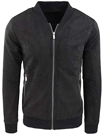 Evoga Veste Manteau Homme Hivernal en Daim Slim Fit avec Fourrure Interne
