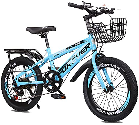 Axdwfd Bici per Bambini Mountain Bike da 18 O 20 Pollici, Marcia A 21 velocità, Sospensione A Forcella Anteriore, Bicicletta per Bambini All'aperto, 3 Colori(Size:18in,Color:Blu)