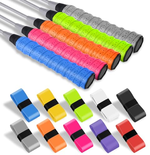 flintronic Cintas de Agarre de Raqueta, Overgrips Padel, 15 PCS Grips Padel Perforados para Raqueta de Tenis, para Bádminton,Antideslizante y de Secado Rápido,Cinta de Agarre para Mango Multicolor