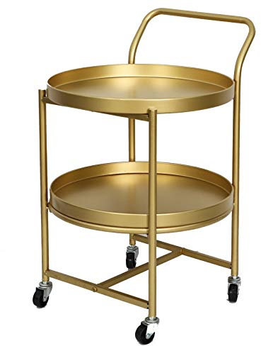 ADITAM N/A Metallic Table Movable Living Storage Table Tea Fruit Snack Service Plate Tray Bed Living Room Sofa Side Double the comfort